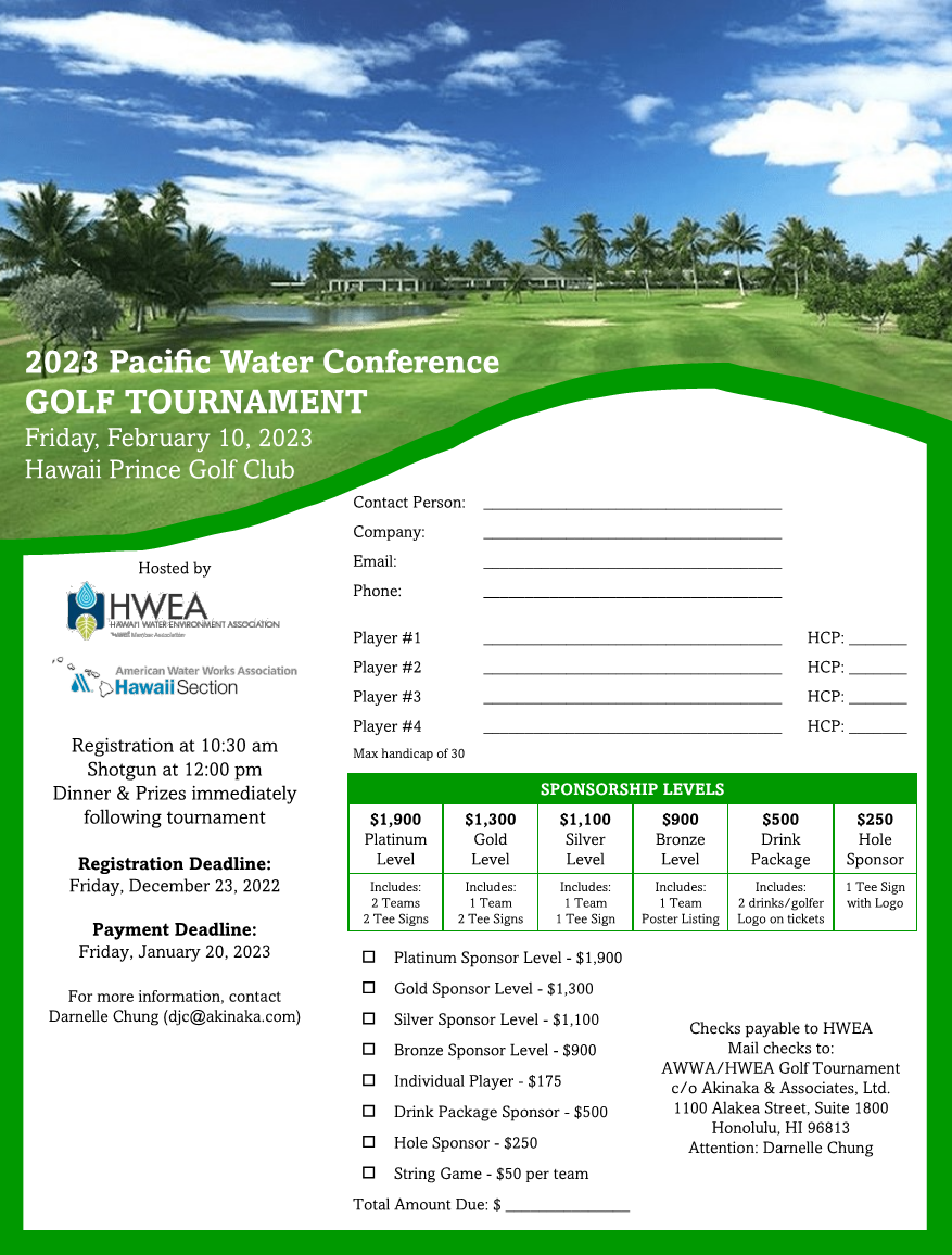 Golf Tournament Pacific Water Conference